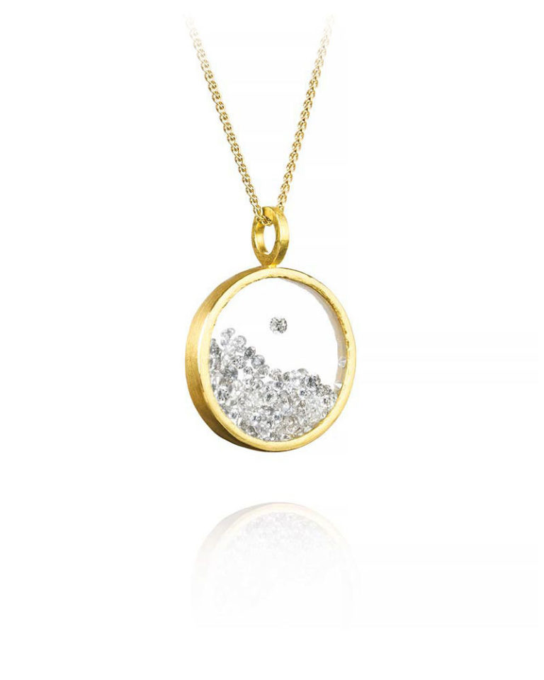 Diamond & 18k Gold Core 12 Shaker Pendant Necklace