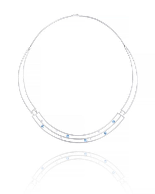 Palladium Aquamarine Diamond Collar
