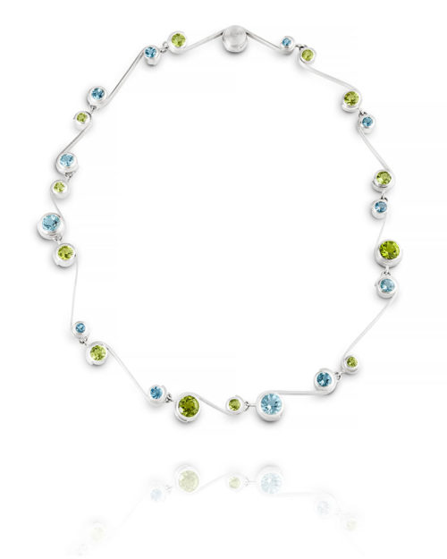 Silver Peridot Aquamarine S Necklace