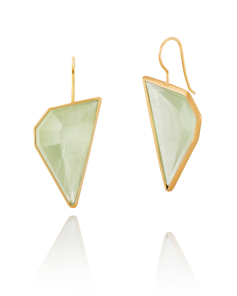 18k gold and Green Beryl Earrings - Michele Mercaldo Jewelry