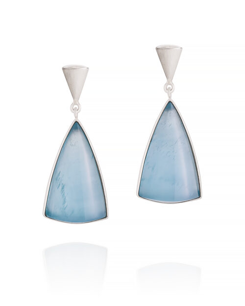 Triangle Aquamarine Silver Earrings