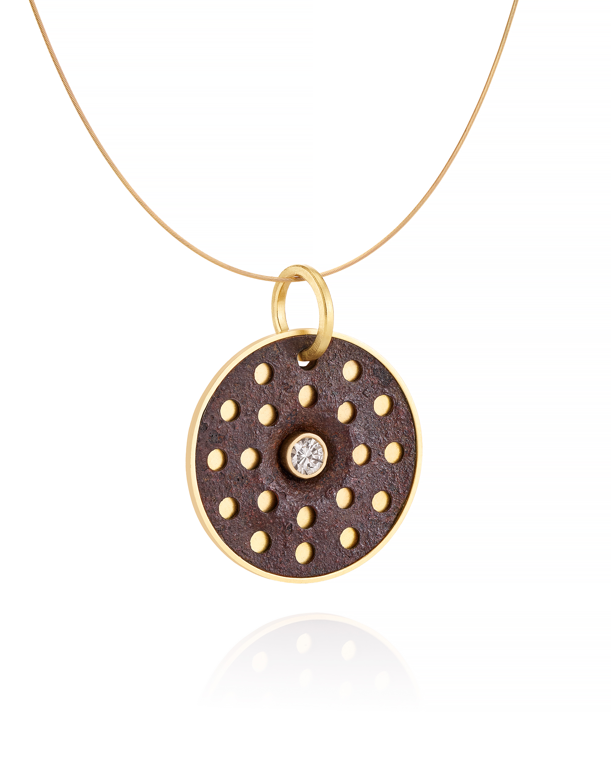 18k Rusty Steel and Diamond Pendant