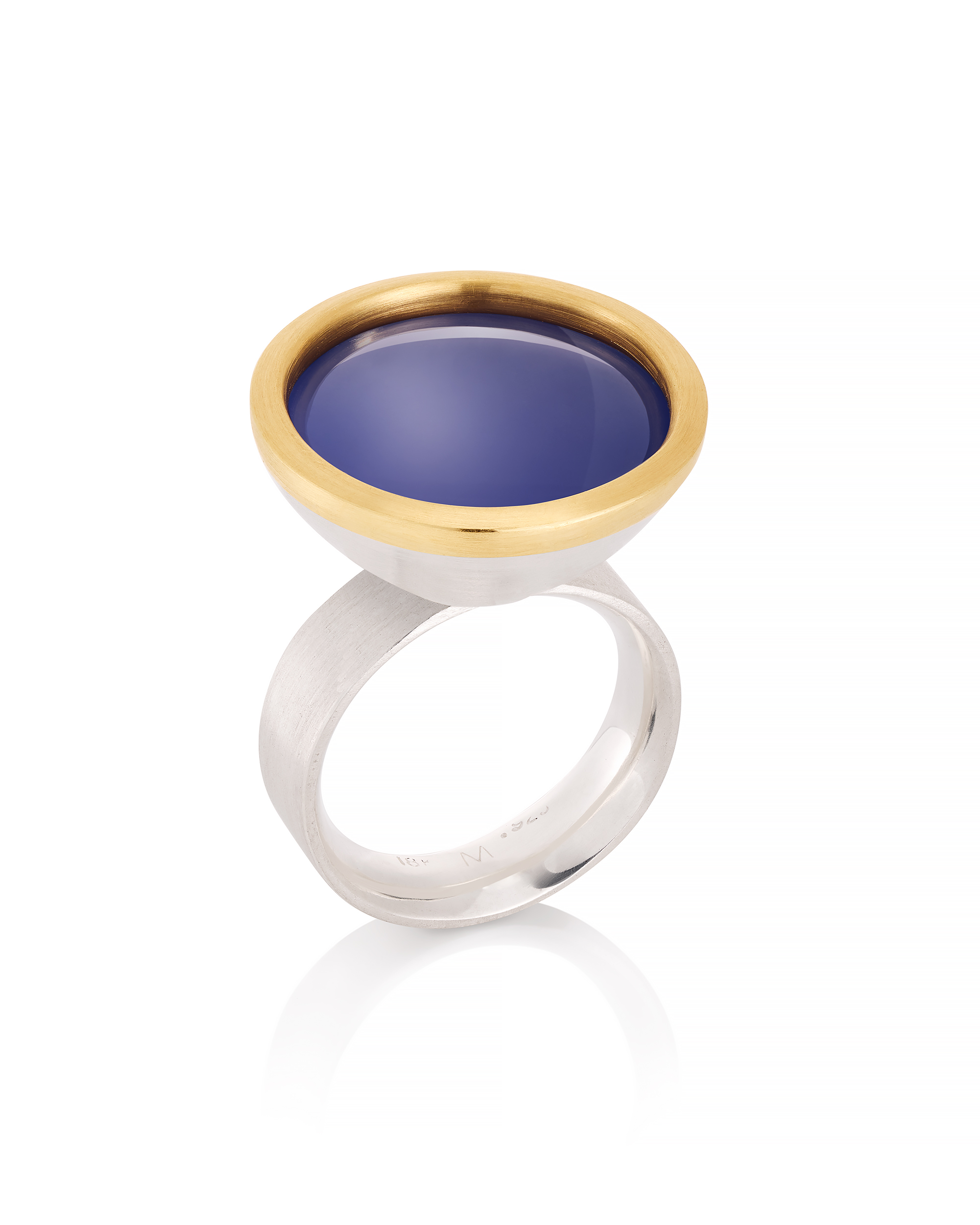 Silver and 18k Chalcedony