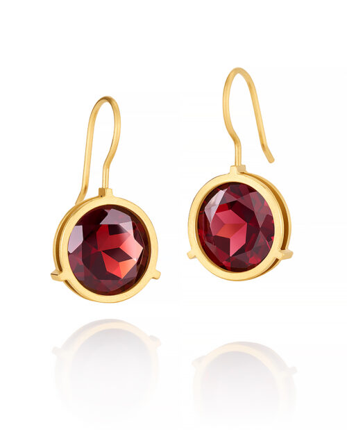 18k Gold Garnet Earrings