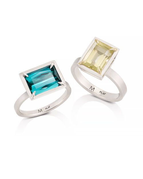 Platinum Tourmaline and Platinum 18k Yellow Sapphire