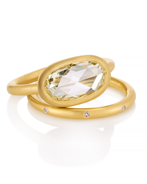 18k Rose Cut Diamond Ring, and 18k Band with 8 Diamonds