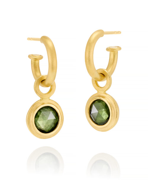 18k Green sapphire hoops