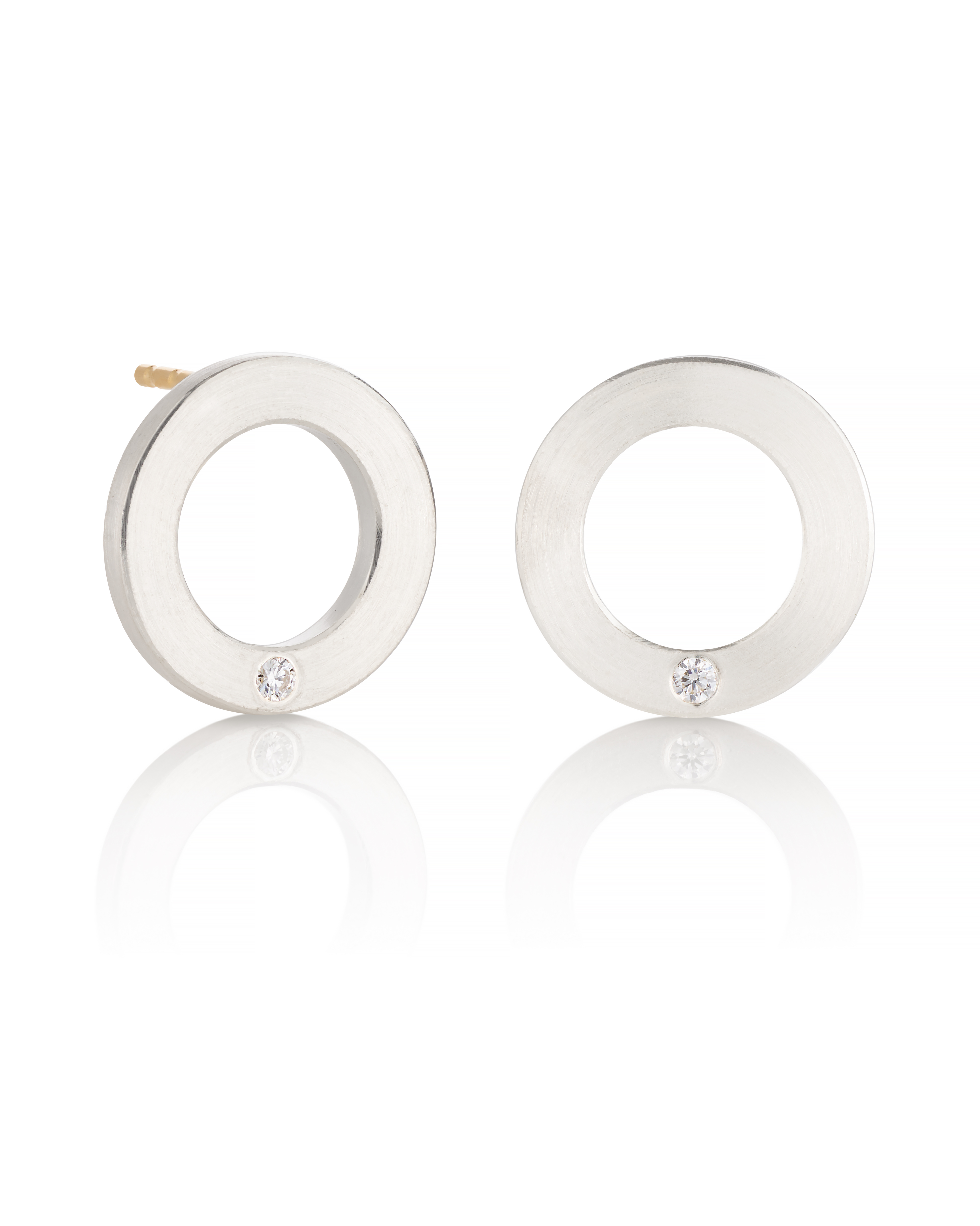Silver Washer Diamond Earrings