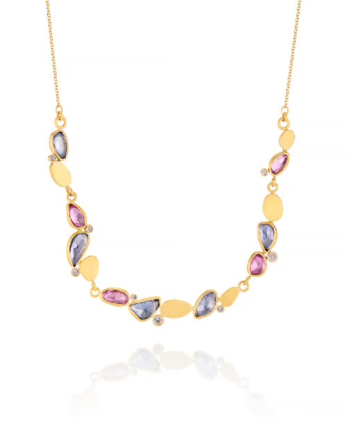 Sapphire and diamond 18k gold necklace